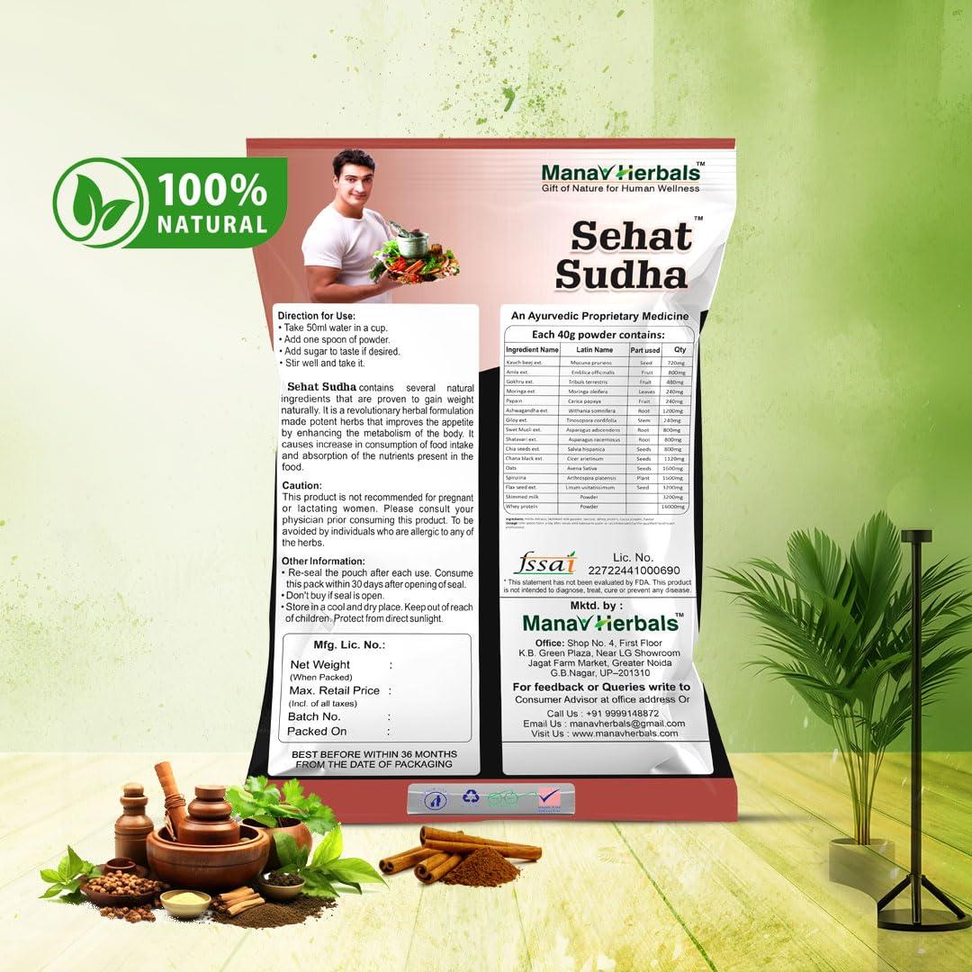 Manav Herbals Manav Herbals Sehat Sudha Ayurvedic/Herbal Powder for Naturaly Weight Gain and Mass Gain (160gm)