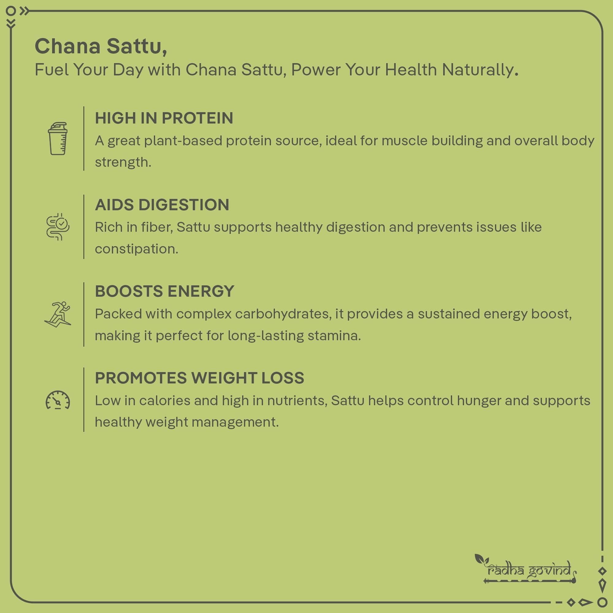 RADHA GOVIND Radha Govind Organic Chana Sattu Powder | Fiber-Rich Sattu 1Kg