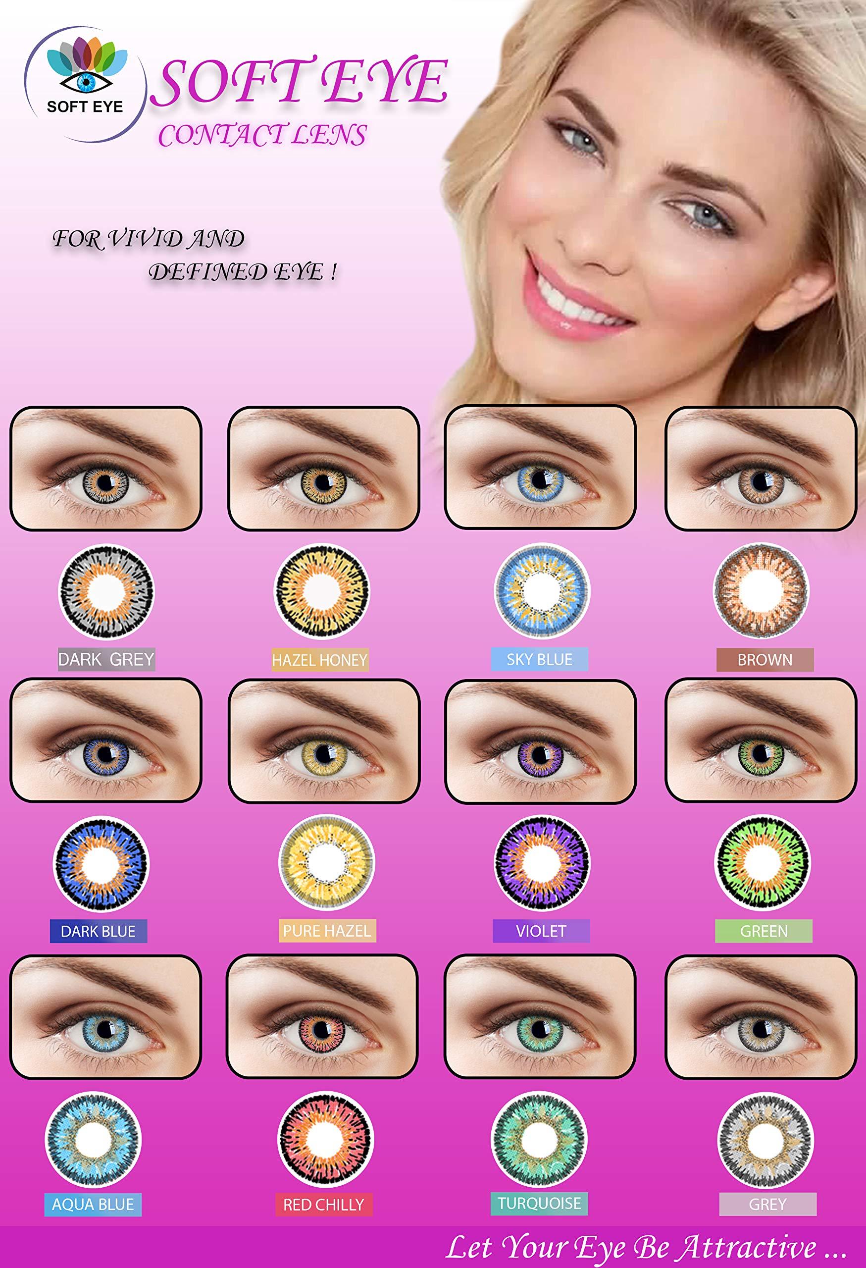 SOFT EYE Soft Eye 4 Pair Monthly Colored Blue Hazel Green Grey Contact Lenses for Eye Men and Women 1 Lens Storage Box