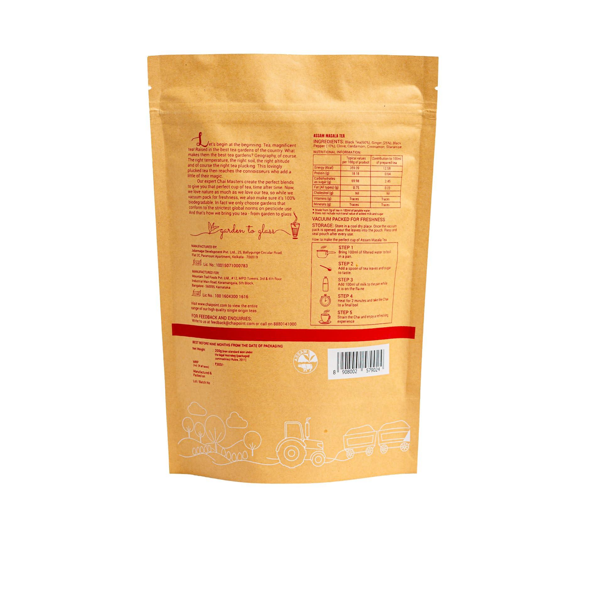 CHAI POINT CHAI POINT Assam Masala Tea 200G | 100% Natural Spices | Single Origin Tea | Premium Masala Tea | Premix Tea | Chai Patti | Masala Chai | Assam Tea Powder