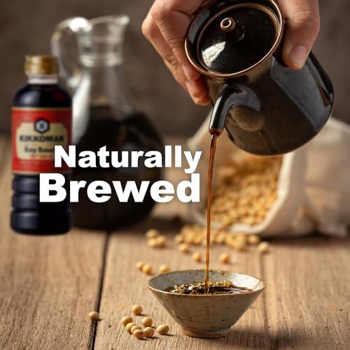 Kikkoman Kikkoman Naturally Brewed Soy Sauce - 500ml | Made in Japan, All Purpose Seasoning - 4 ingredients- Soy Beans, Salt, Water, Wheat | Vegetarian, No Added Colour or Preservatives