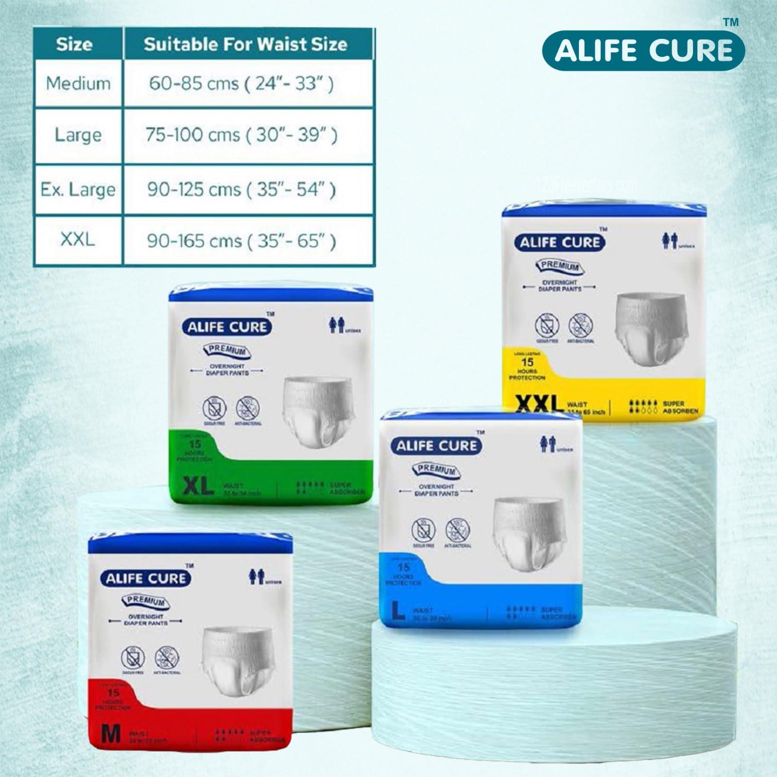 ALIFE CURE ALIFE CURE Unisex Overnight Premium Adult Diapers Pant Style 10 Pcs Non-woven Cottony Soft Fabric with High Absorbency