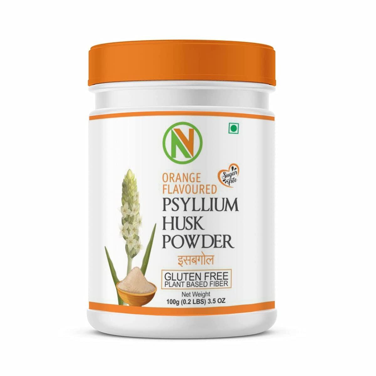 Nature Vit NatureVit Orange Flavour Psyllium Husk Powder, 100g | Isabgol | Effective for Constipation, Ayurvedic Formula, Non-habit forming, High Effervescence