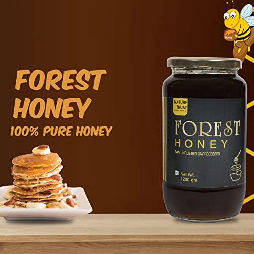 NATURE TRUST Nature Trust Raw Organic Forest Honey,1200 Gram, Wild, Unprocessed, Unheated, Non Pasteurized, Original Honey 100% Pure and Natural (1.2 Kg)