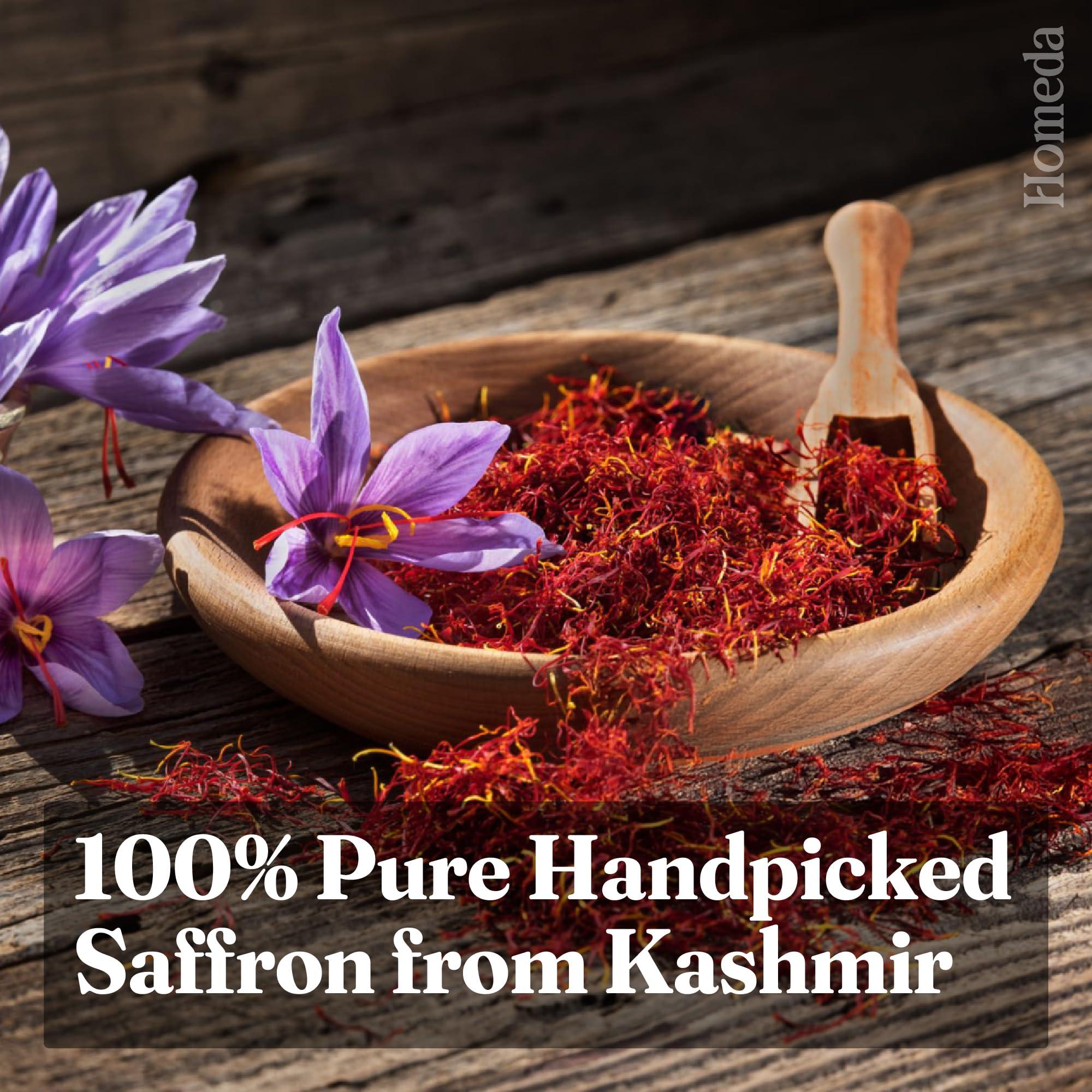 Homeda Homeda Kesar Saffron Original 1g / Pure Saffron Original Kashmiri | Kumkuma Puvvu, Keshar Safron, Kungumapoo for pregnant women, Kasar, Kumkumapoovu, Keser, Kaser, Kesor, Certified Grade A 1 gm