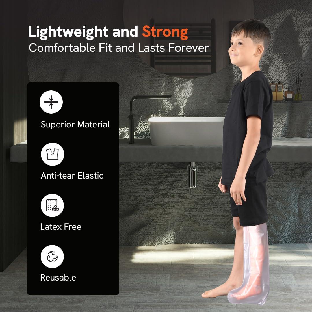MALU HEALTHCARE MALU Waterproof Leg Cast Cover for Kids - Durable & Reusable Cast Protector for Shower & Bath - Full Coverage Cast Shield for Swim, Shower, and Bathing - Safe, Comfortable Fit for Child Use