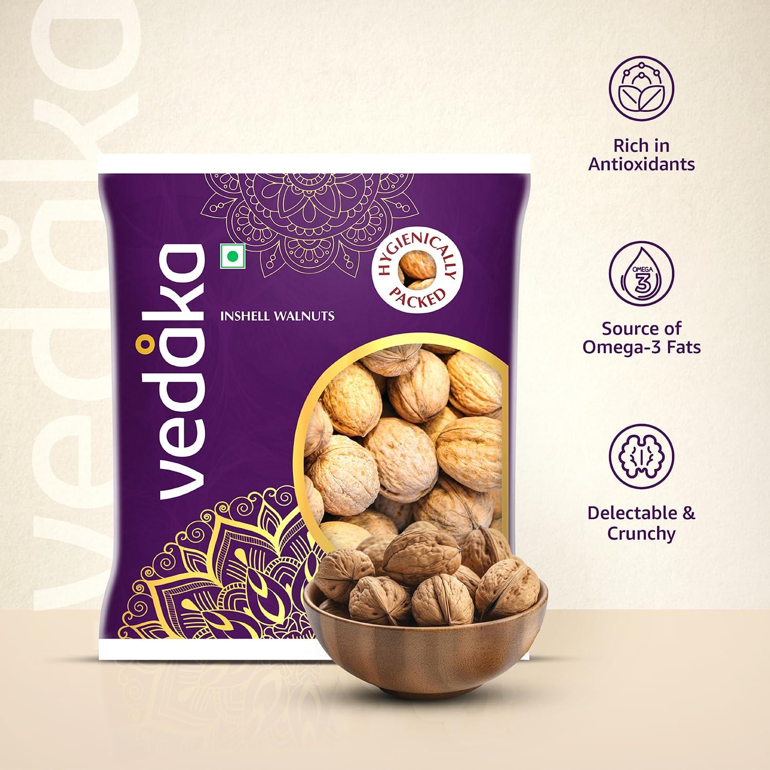 Vedaka Amazon Brand - Vedaka Premium Inshell Walnuts, 1kg (500gm x 2)