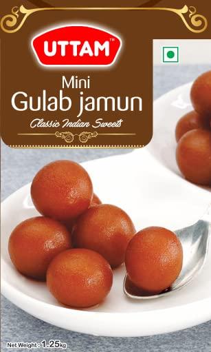 UTTAM ATM ANY TIME MITHAI Uttam Mini Gulab Jamun 1.25 Kg Box Pack, Desi Ghee, 30 Pieces per Box, Authentic Bikaneri Sweets, Ready to Eat