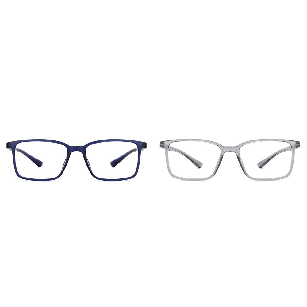 LENSKART BLU LENSKART BLU | Zero Power Blue Cut Computer Glasses | Anti Glare, Lightweight & Blocks Harmful Rays | UV Protection Specs | Men & Women | Large | LB E13737 (Pack of 2)