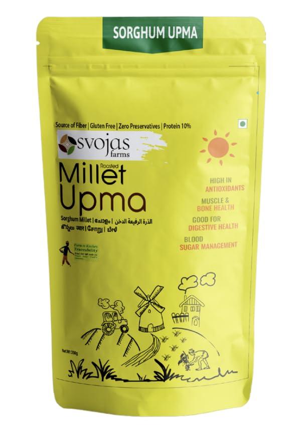 Svojas Farms Svojas Farms Millet Upma | Gluten-Free, Preservative-Free, Quick & Healthy Breakfast Mix | Twin Pack | Great Taste | Great Source of Protein & Fiber | Made with Premium Quality Sorghum Millets | Easy, Delicious & Nutritious Breakfast Option for Whole