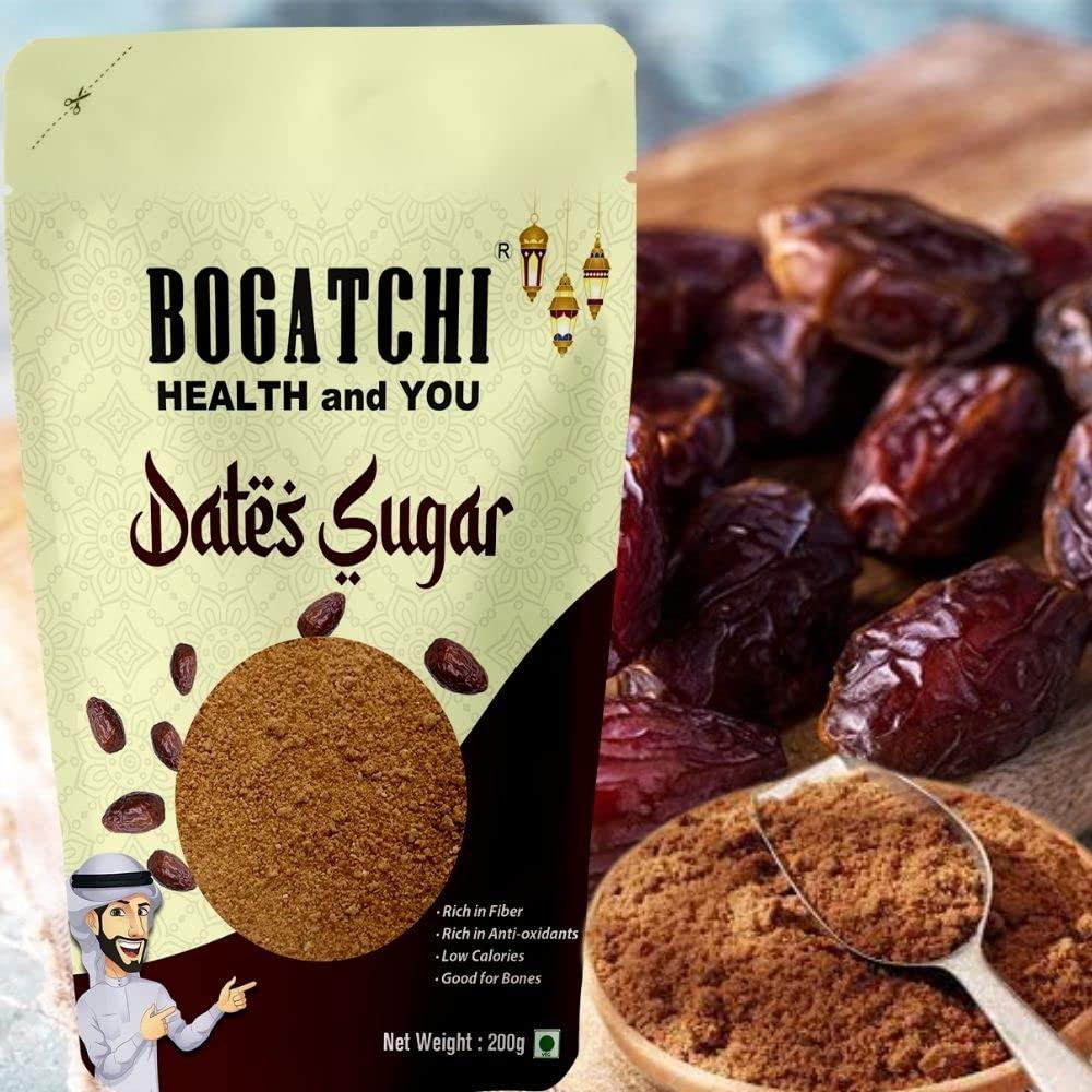 BOGATCHI BOGATCHI Sugar Free Natural Sweetner, Dry Dates Sugar, Dates sugar powder for kids, Arabian dates powder, Kharek powder, Dried Dates Powder, Natural dates Sugar for baking, Kharik Dates Powder-200g