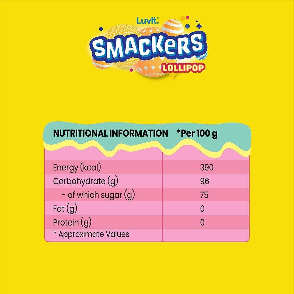 LuvIt. LuvIt. Smackers Fruit Flavoured Lollipops | Surprise Toy For Kids | Big Stick Lollipops | Pack Of 6-96G Each, 576 Grams
