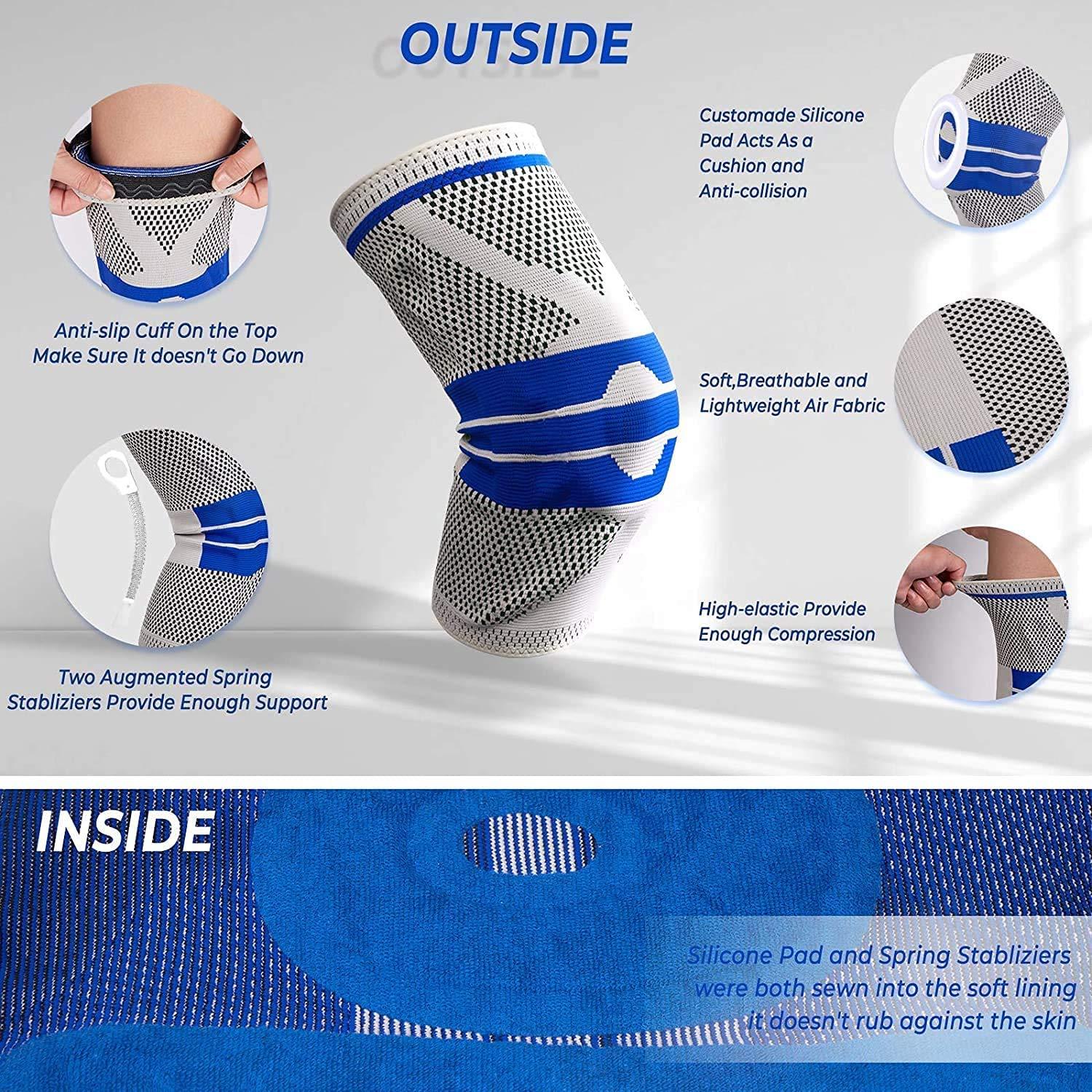 Enyee ENYEE Knee Brace,Knee Compression Sleeve Support with Patella Gel Pad & Side Spring Stabilizers,Medical Grade Knee Protector for Running,Meniscus Tear,Arthritis,Joint Pain Relief,ACL