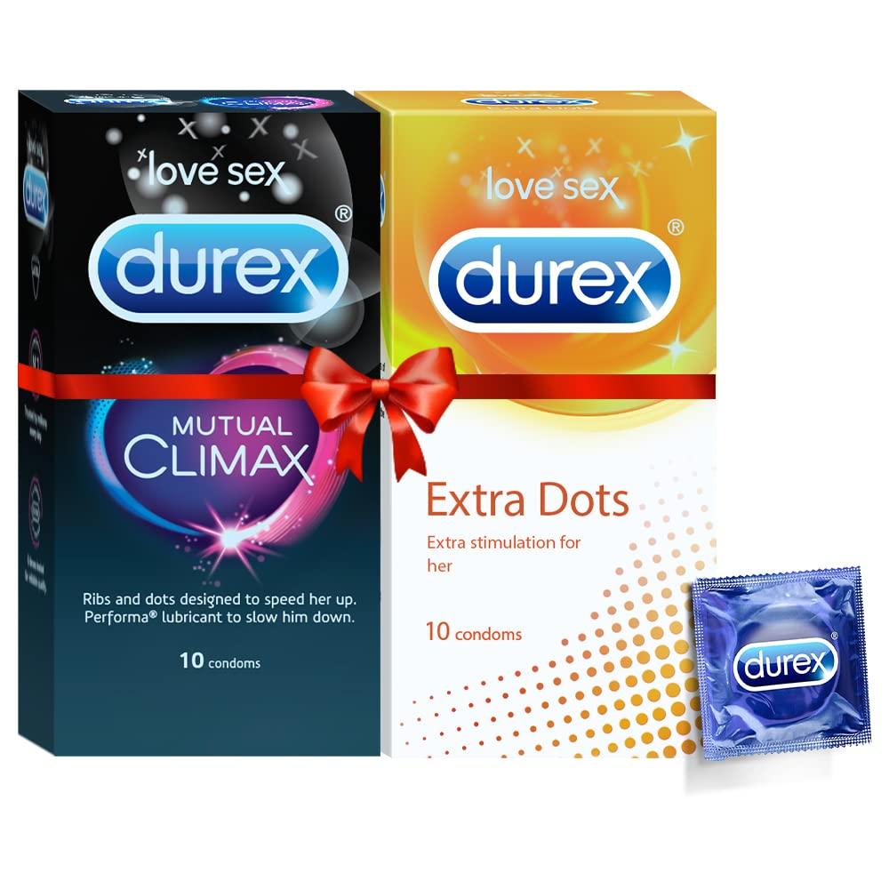 Durex Durex Mutual Climax Condoms - 10 Count & Durex Condoms, Extra Dots - 10 Count
