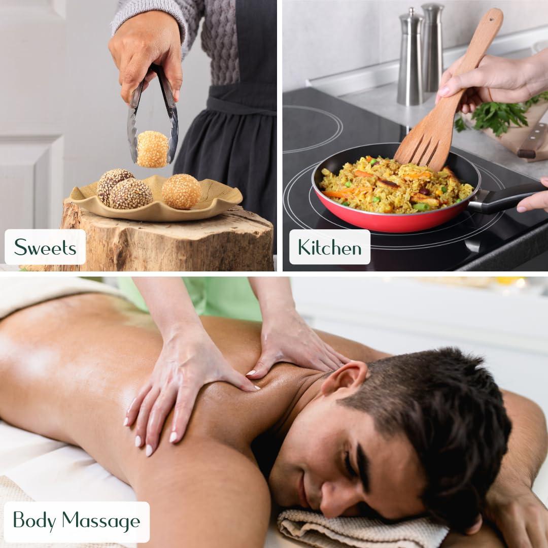 Vedika Organics Vedika Organics Wood Pressed Black Sesame Oil for Cholesterol Free Cooking, Massage, Oral Detox - 100% Natural Seasame Oil, Kacchi Ghani Til Oil - A1 Grade Extra-Virgin Sesame Oil, 1 liter (Pack of 2)