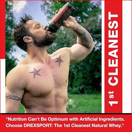 DREXSPORT DREXSPORT Wild Whey Protein Powder - Organic Isolate Blend Based on Grass-Fed Cows Whole A2 Milk - Premium, All-Natural and Chemical-Free (Chocolate 800g Net, 1kg Pack)