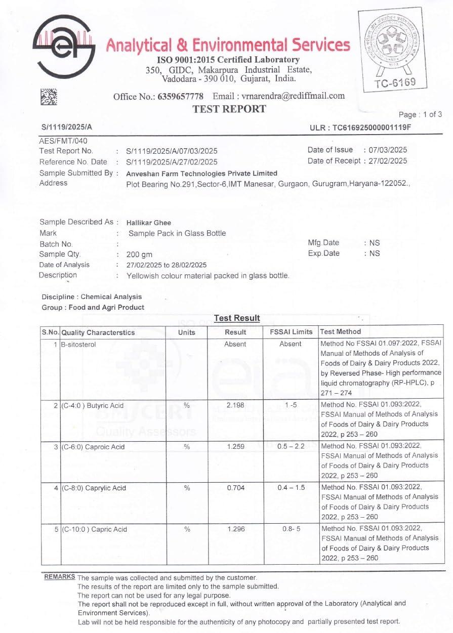 Anveshan Empowering farmers with technology Anveshan A2 Desi Cow Ghee (500ml x 2 Jars) | Glass Jar | Bilona Method | Curd-Churned | Pure, Natural & Healthy | Lab Tested | Grass-Fed Cultured Ghee