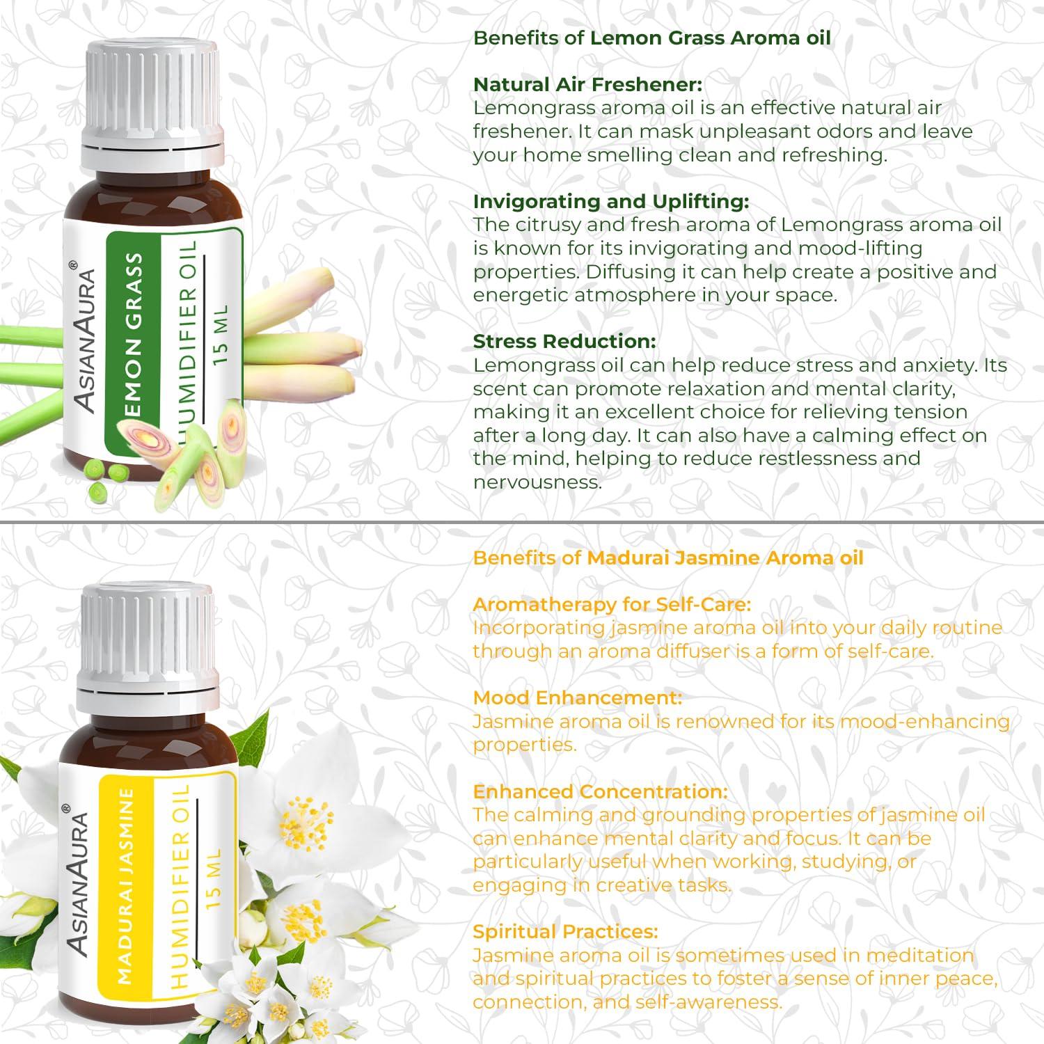 ASIAN AURA Asian Aura | Premium Aroma/Humidifier Diffuser Oil for Aromatherapy and Fragrance |15ml Bottle (Fresh Cut Rose) (Pack of 2)