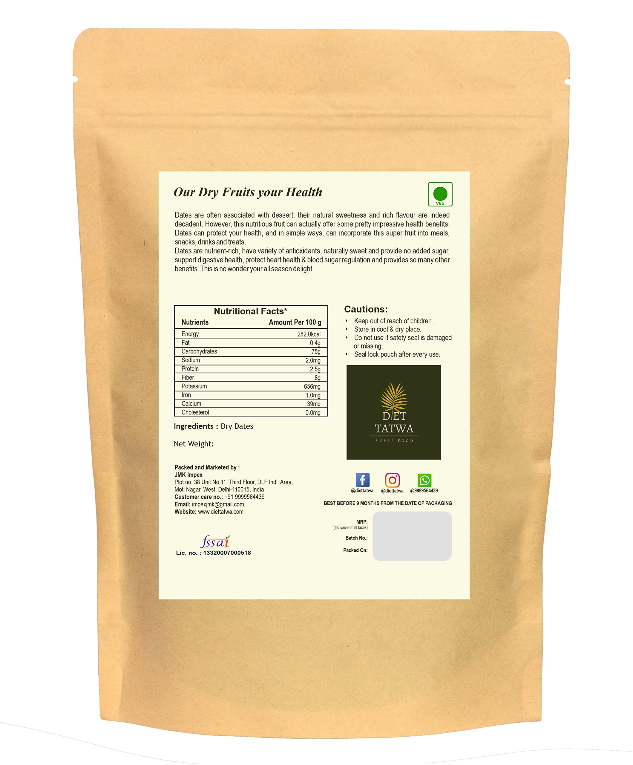 DIET TATWA Diet Tatwa Premium Dried Dates Sukha Khajur/Khajoor | Peela Chuara | Yellow Dry Dates | Peela Sukha Khajoor | Deluxe Size Chuara Dry Fruit | 100g Pack