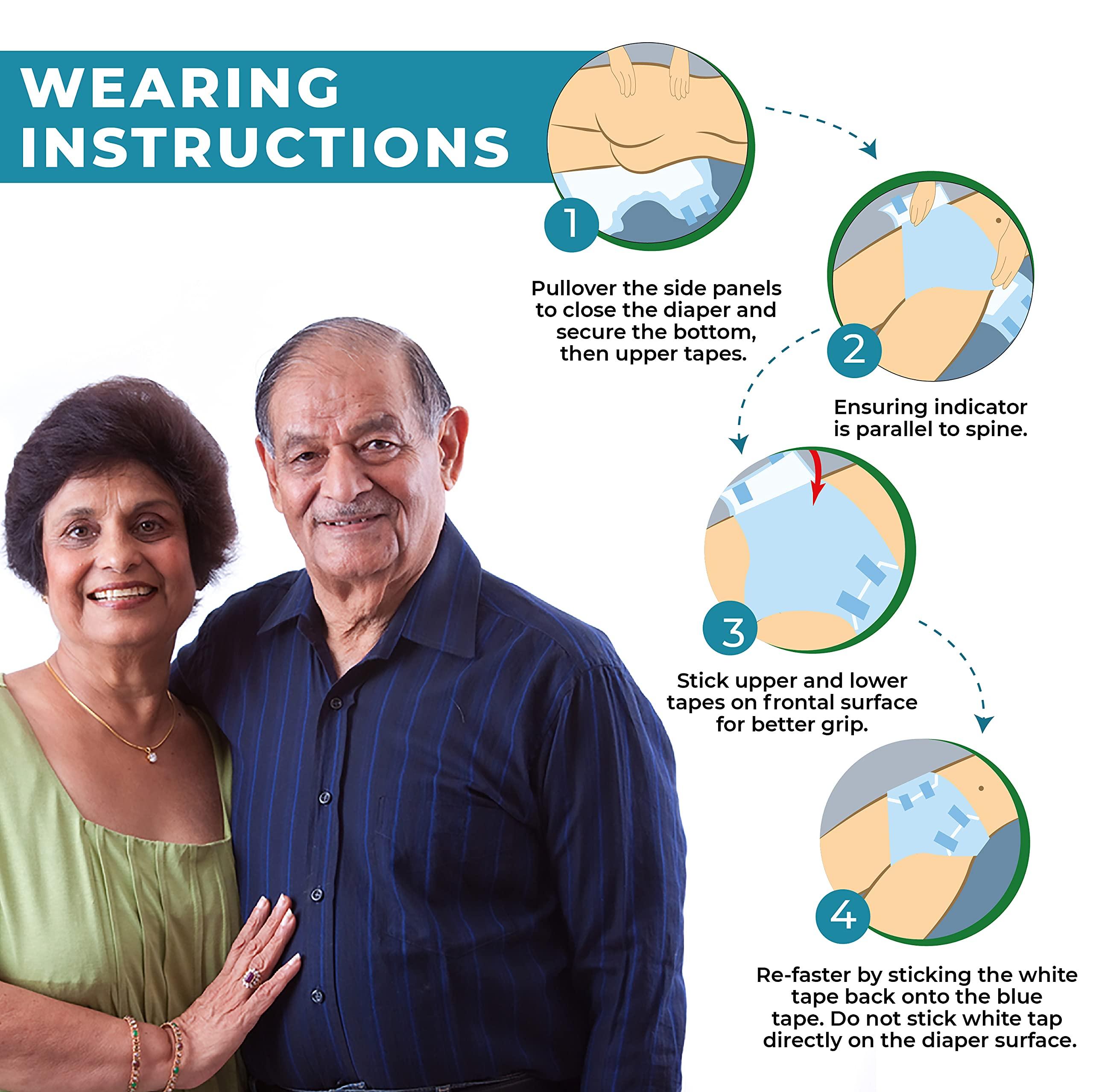 CAREAGE CAREAGE Premium Adult Diaper XL Size, Waist Size (35\"-63\"), Tape Style, Unisex, High Absorbency, Leak Proof, Wetness Indicator, Pack of 1