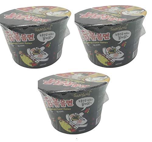 Sam Yang Samyang Big Bowl Stir Fried Hot Chicken Flavor Ramen Cup Noodle Soup 105gm*3Pack (Imported) (Pack of 3)