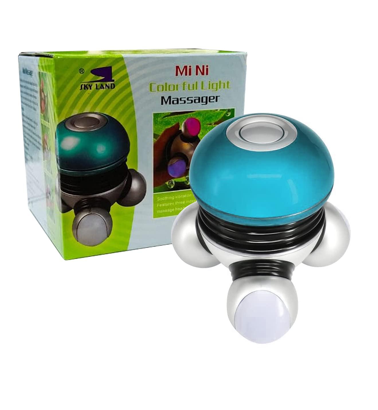 SKY LAND SKY LAND Portable Handheld Mini Massager with Colorful Perfect Light for ALL Over the Body EM9169B, Blue