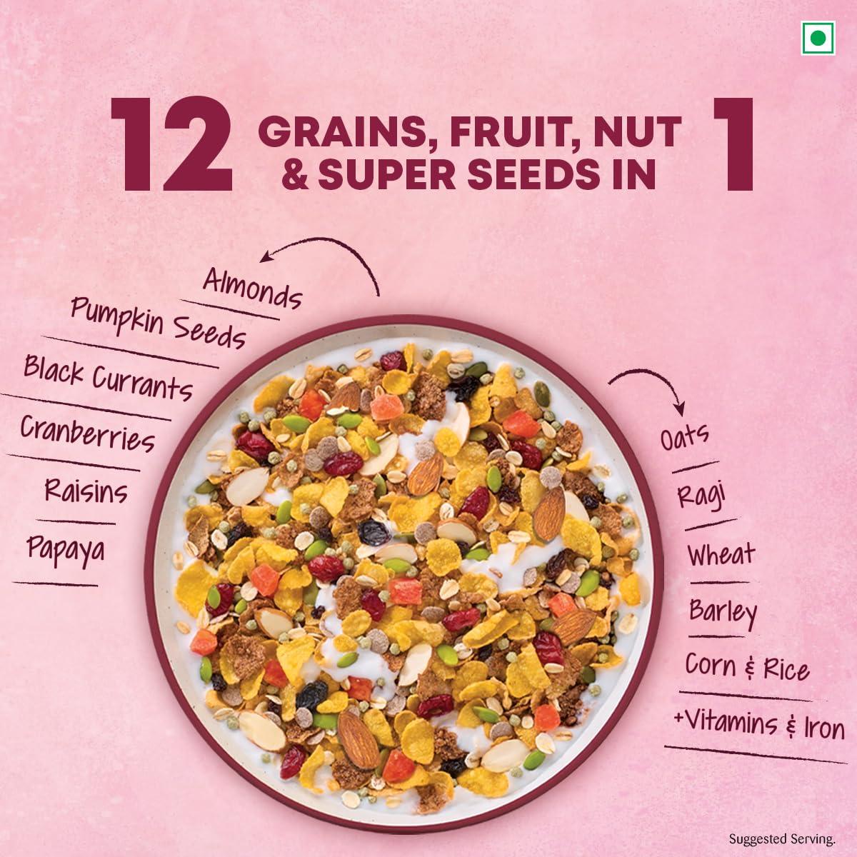 Kellogg's Kellogg's Multigrain Muesli & Granola Promo Pack | Kellogg's Granola Almonds & Cranberries 140g with Kellogg's Muesli 21% Fruits, Nuts & Seeds 750g | Goodness of Cranberries | Source of Fibre