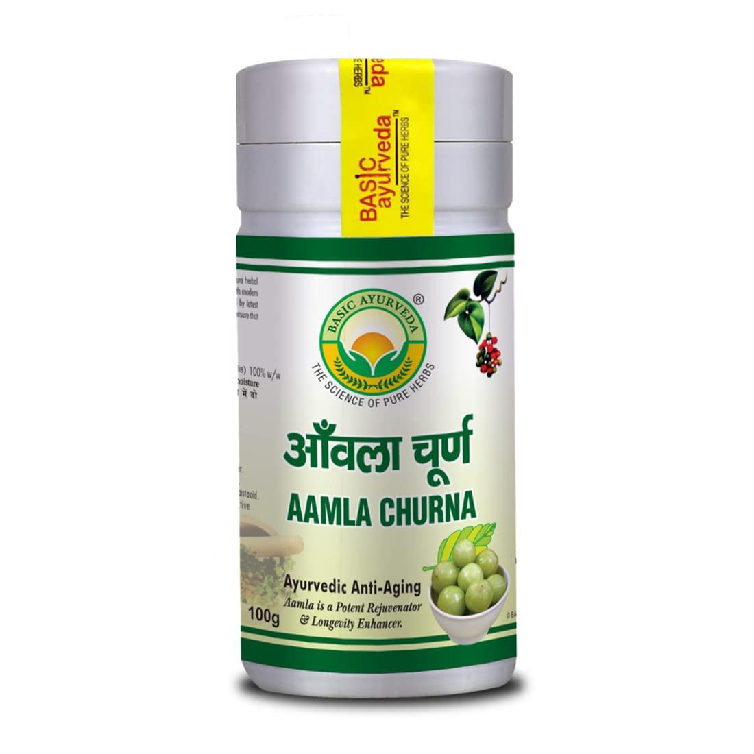 BASIC AYURVEDA BASIC AYURVEDA Aamla Churna 100 Gram | Indian Gooseberry (Amla) Powder Contains Vitamin C & Iron | Ayurvedic Supplements for Overall Health Balance