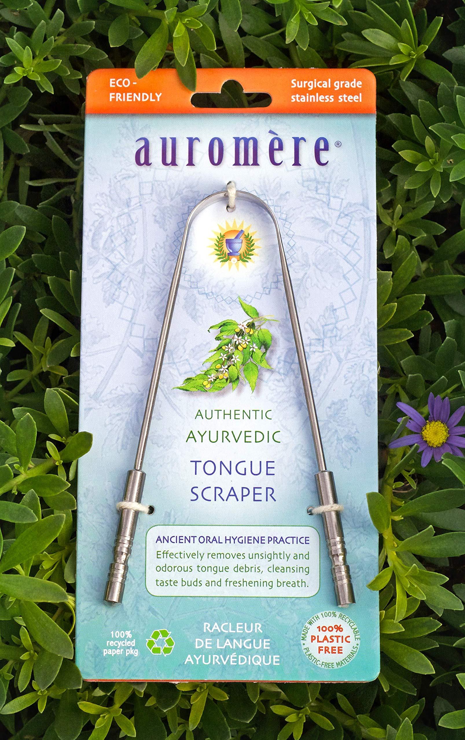 Auromere Auromere Tongue Cleaner, Ancient Oral Hygiene, Eco Friendly, Zero Waste, Stainless Steel, Eliminate Bad Breath (1 Pack)