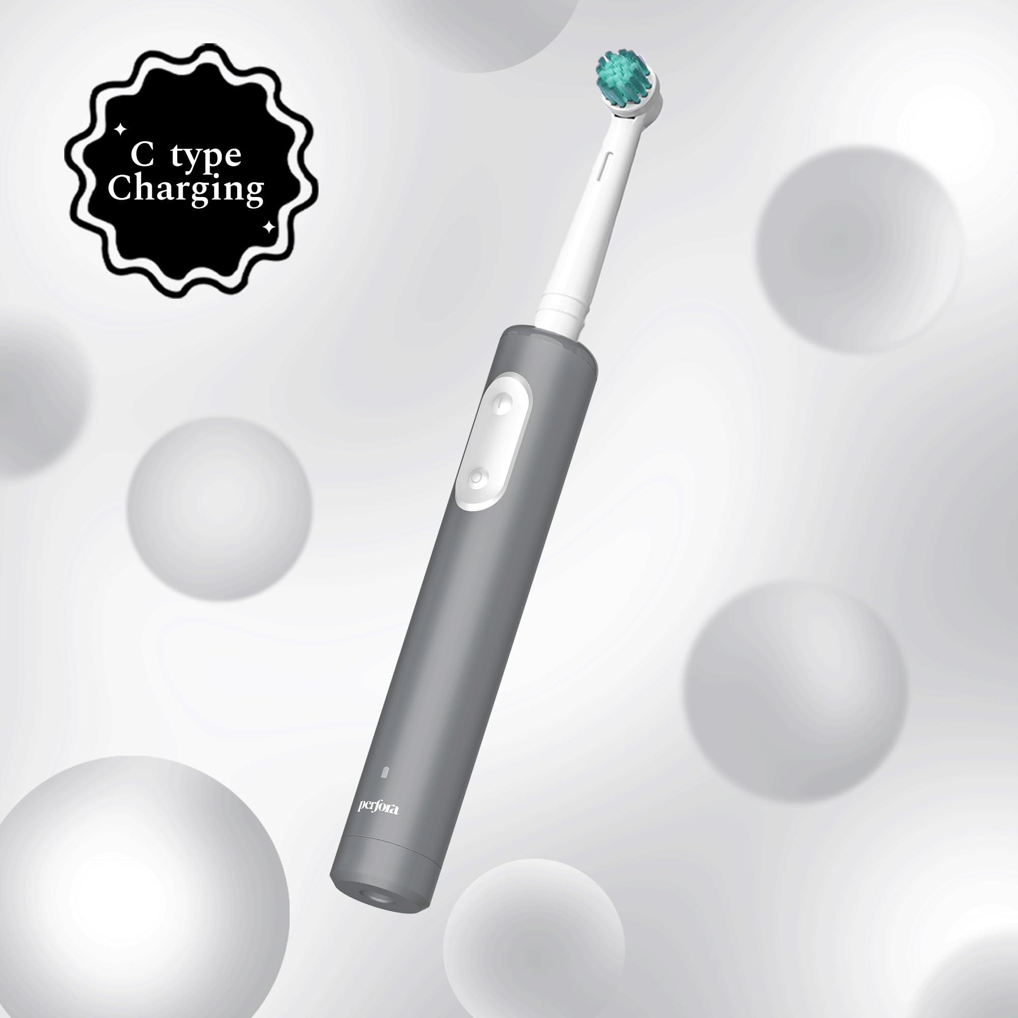 Perfora Perfora PRO Oscillating Electric Toothbrush | 2 Years Warranty | Electric Toothbrush Rechargeable, Electric Brush, Electric Toothbrush For Men & Women, 8800 RPM, 1 Mode, 2 min Auto Timer (Limitless Black)