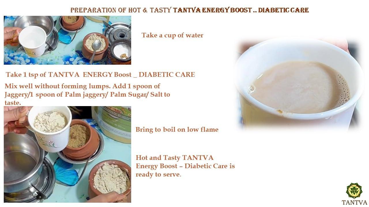 Tantva TANTVA Diabetic Care Energy Boost Health Mix | Multi Millet Multi Grain Dry Nuts | With 45 Natural Healthy Ingredients | Gluten Free | Sugar Free | Tasty | Healthy | 500 gms