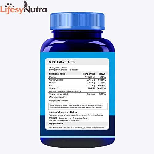 LIFESYNUTRA Lifesy Nutra Vitamin D3 With Vitamin K2 as MK7 supplement For Healthy Heart & Bone Health Booster - 120 Vegetarian Tablets