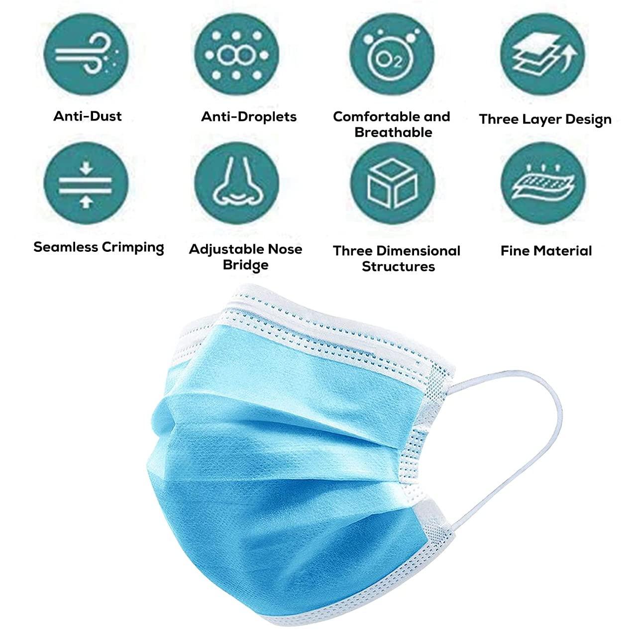 NavaFresh Basics Melt-Blown Fabric Disposable 3 Ply Surgical Mask