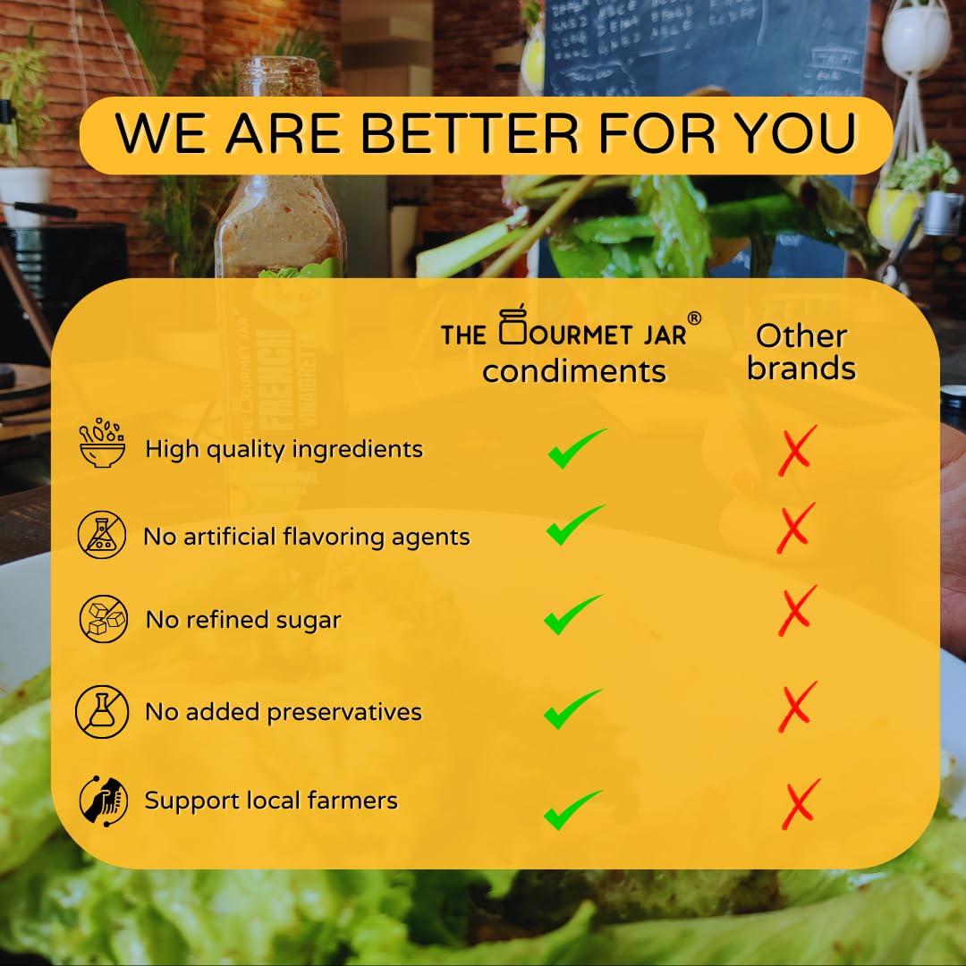 The Gourmet Jar The Gourmet Jar French Vinaigrette 250g| Healthy Salad Dressing| 100% Natural and No Preservatives| No Trans-fat| Gluten-free| Made with Olive oil & Balsamic Vinegar| No Emulsifier| Diet Friendly| Pack of 2