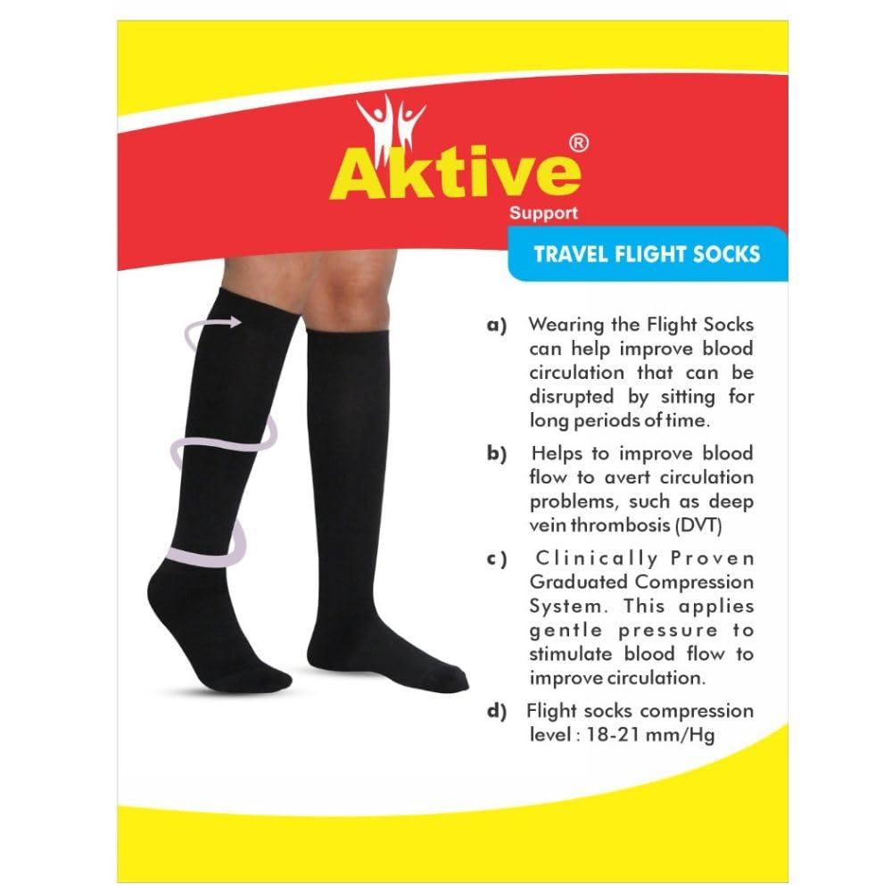Aktive Support Aktive Support Medical Grade Travel Flight Socks | Graduated Compression 18-21 mmHg at Ankle | Relieves Tired and Aching Legs, Pain and Swellings (Medium)