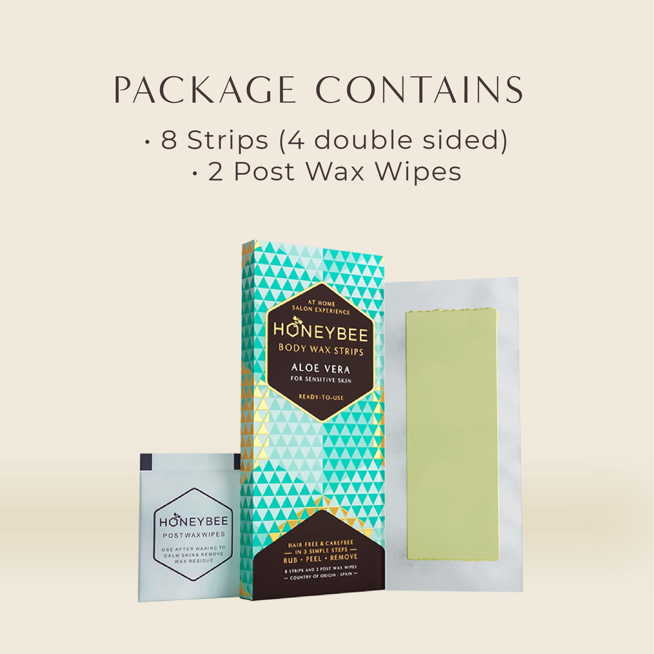 HoneyBee Honeybee Aloe Vera Body Wax Strips For Legs, Arms, Underarms & Bikini Line | Full Body Waxing Strips Kit For All Types of Skin | Cold Wax Strips For Hair Remvoal At Home