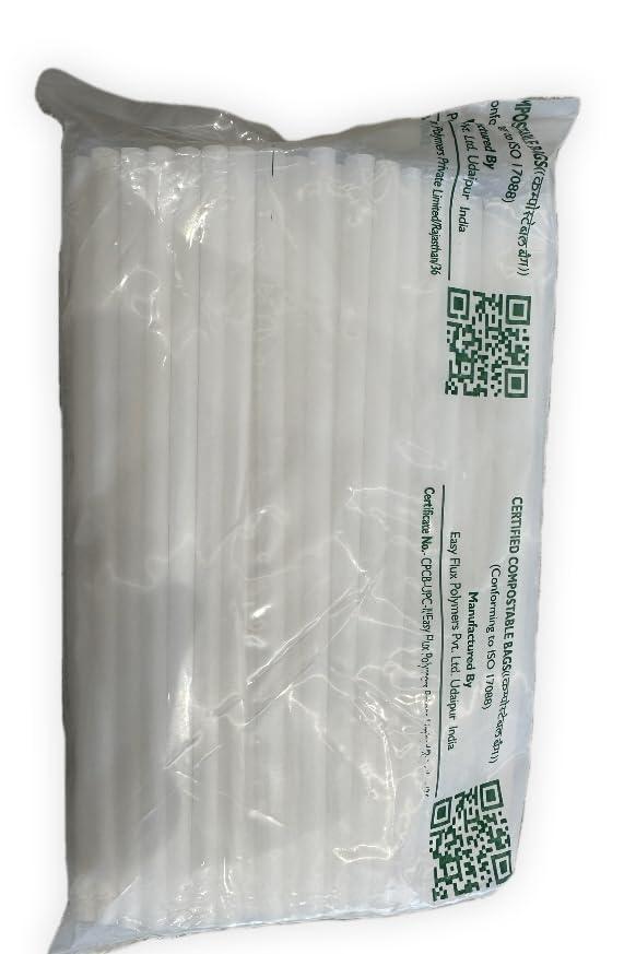 TUGS: The Unique Green Solutions Tugs Compostable and Biodegradable PLA Straws 20 cms (8 inch) Lenght 6 mm Diameter Pack of 200 with complimentary 1 Seed Pen