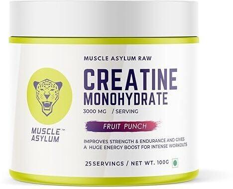 Muscle Asylum Muscle Asylum Creatine monohydrate powder - (Fruit Punch) 100gm & BCAA - (Fruit Punch) 300g