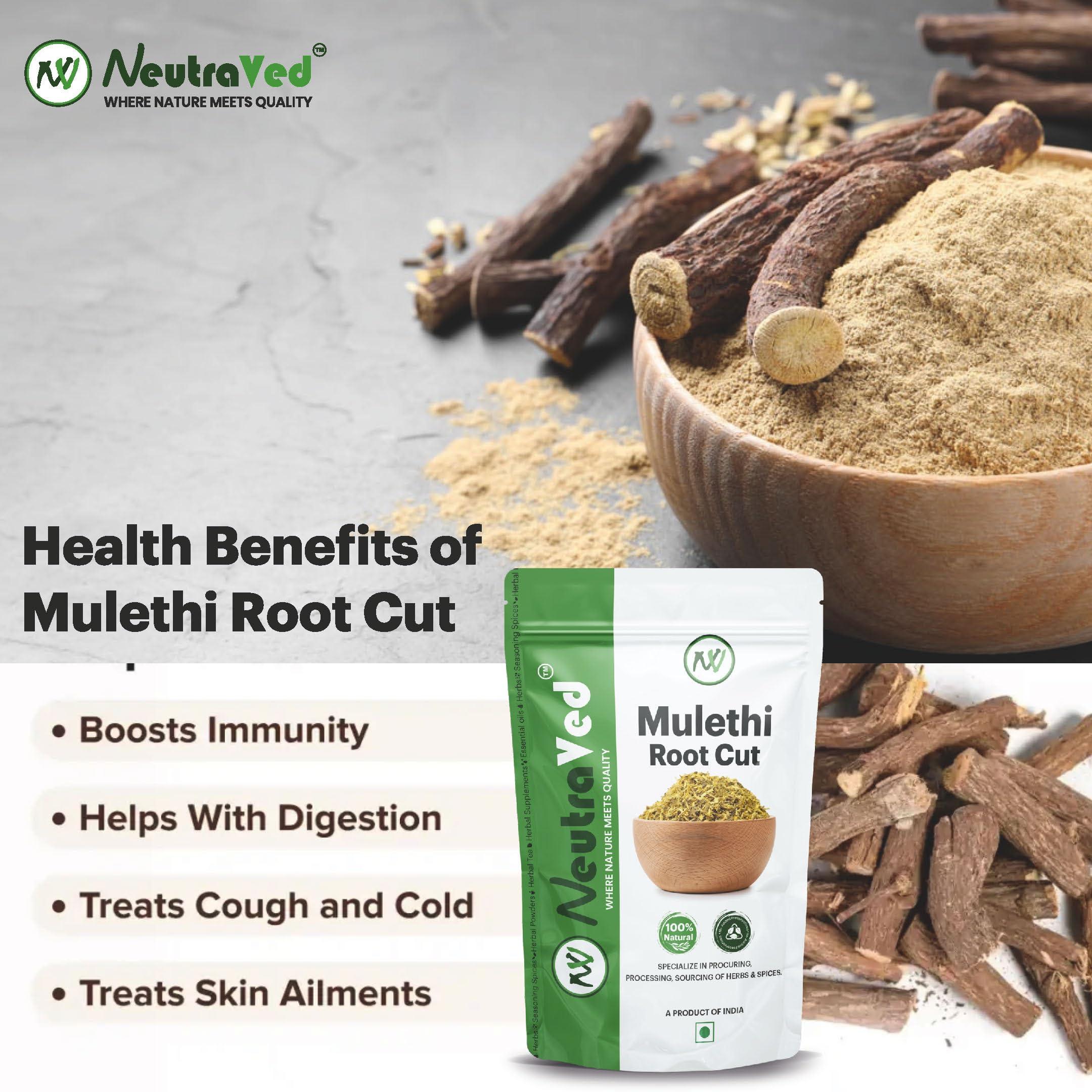 NeutraVed NeutraVed Mulethi Stick in Small Cut Size - 150 Gm | Mulethi Organic to Eat | Licorice Roots for Throat | Make Licorice Powder for Skin Care, Hair Care - 150g