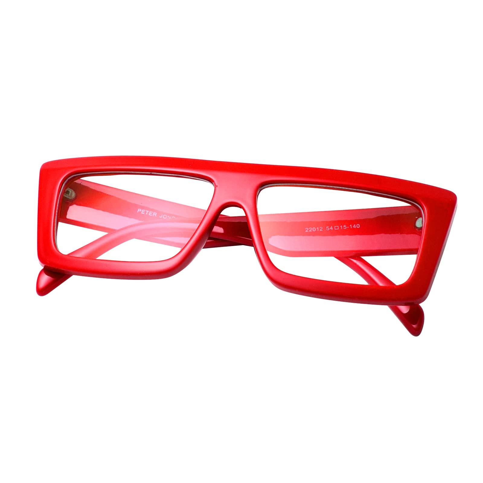 Peter Jones Peter Jones Square Red Oversized Large Unisex Blue Light Blocking Computer Glasses (22012-RD)