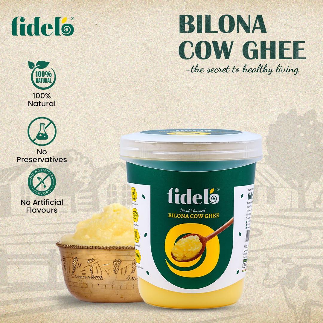 Fidelo Fidelo Bilona cow ghee| 1 litre| 100% pure & natural|chemical free | direct manufacturer | vedic bilona method|curd churned|small batch|sustainable packaging|