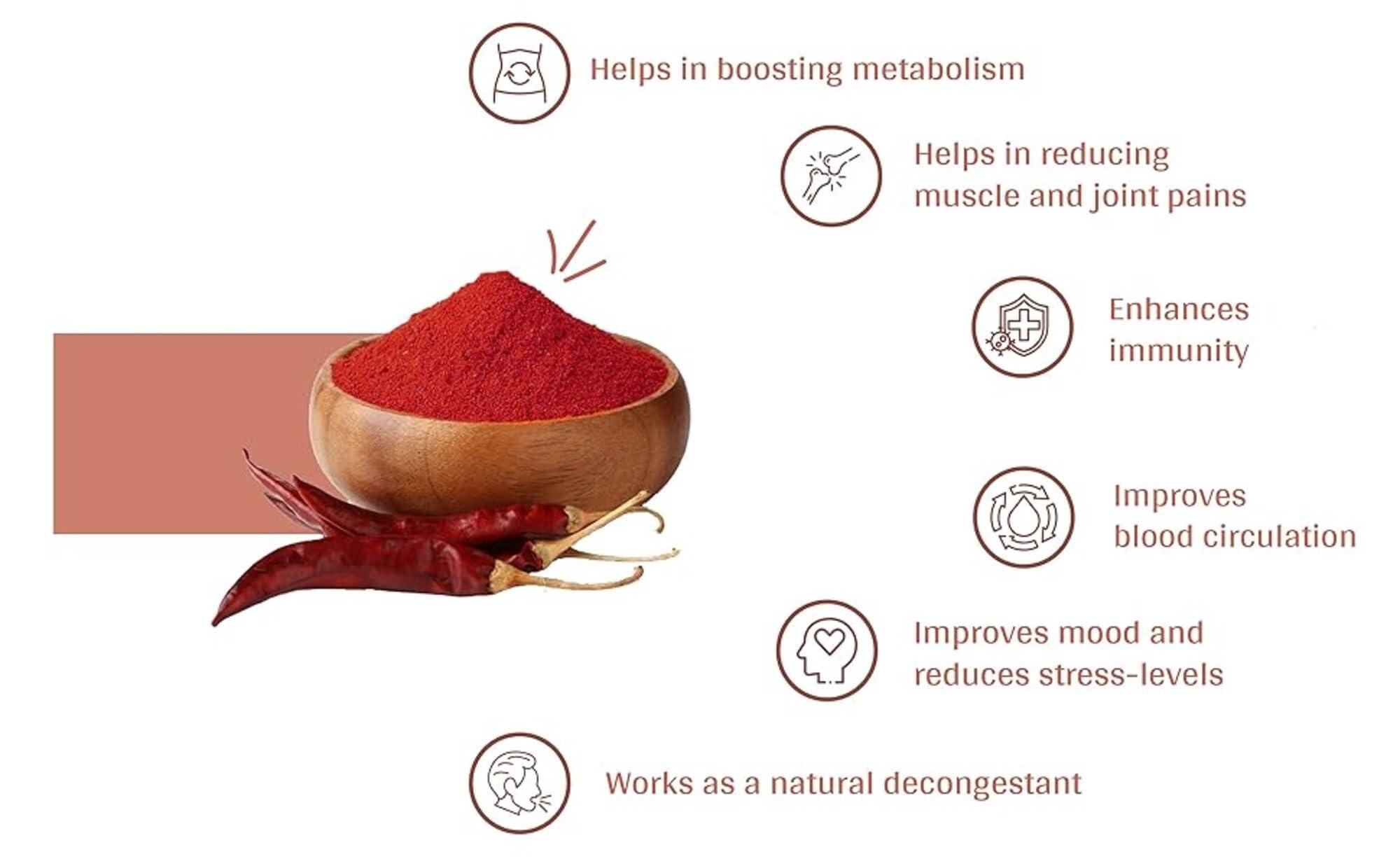 NaturAmrut Naturamrut Organic Kashmiri Red Chilli Powder/Kashmiri Laal Mirch Powder Pure and Natural Spice Masala 500gm (Pack of 1)