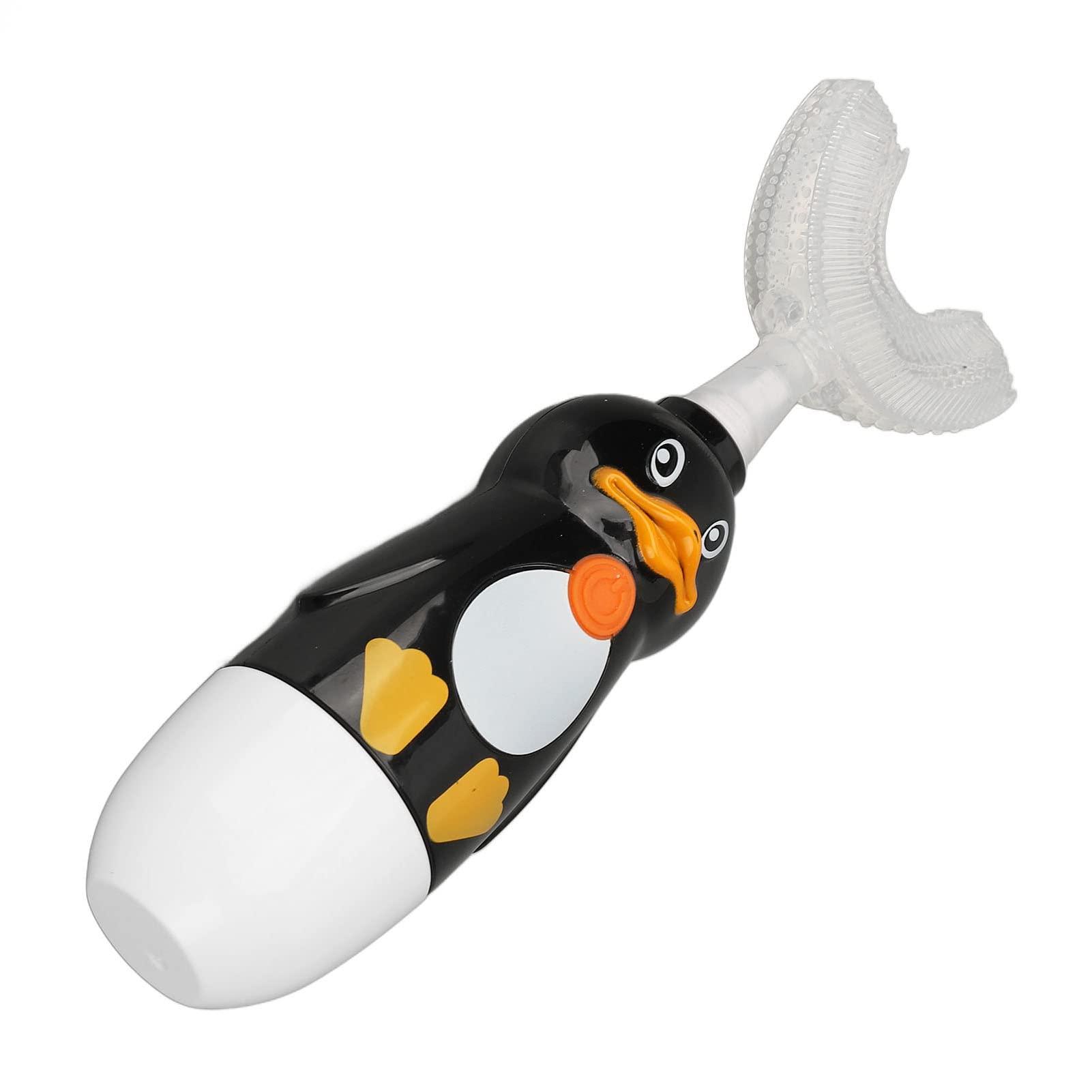 Soraz Kids Electric Toothbrush Silicone Sonic Quick Cleaning Toothbrush Cute Teddy Bear Home (Black)