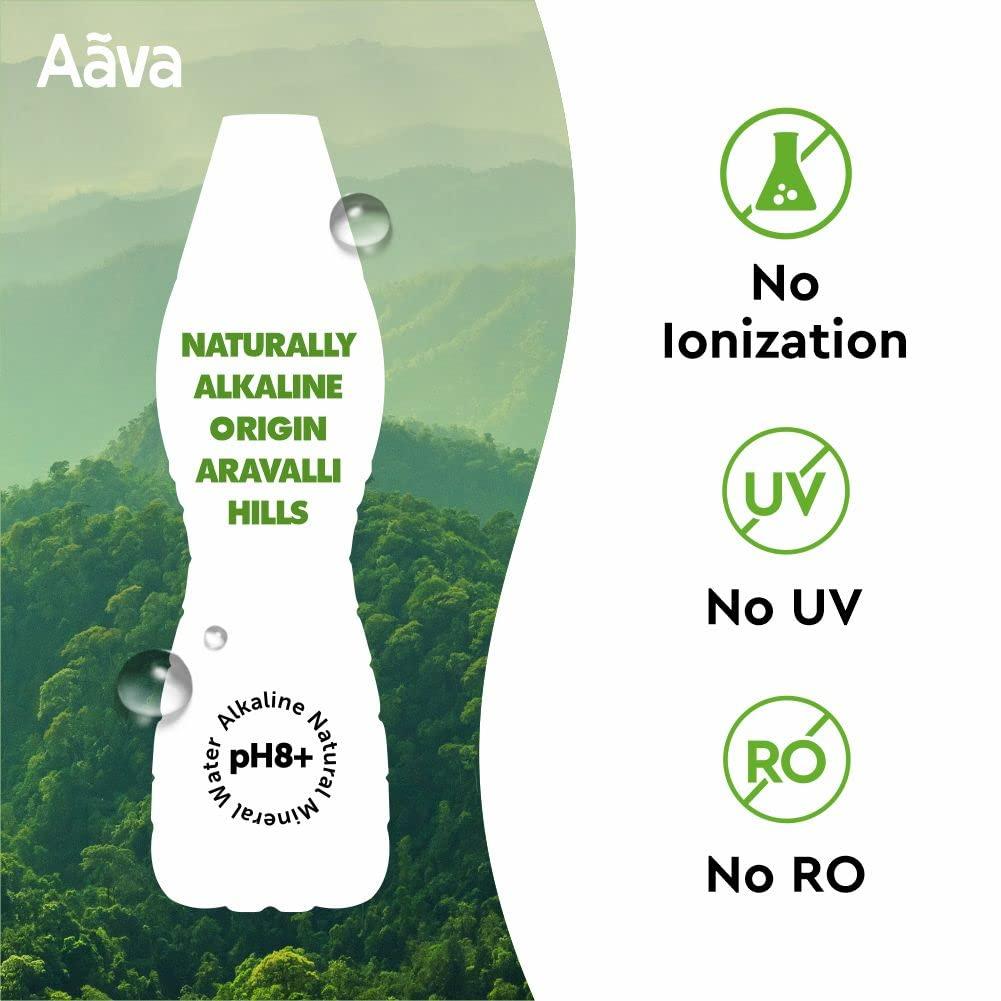AAVA Aava Naturally Alkaline Mineral Water 1 LTR Cup-Cap | Pack of 12 (Origin Aravalli Hills , 100% Alkaline pH 8.0+ , Benefits of Calcium & Magnesium)