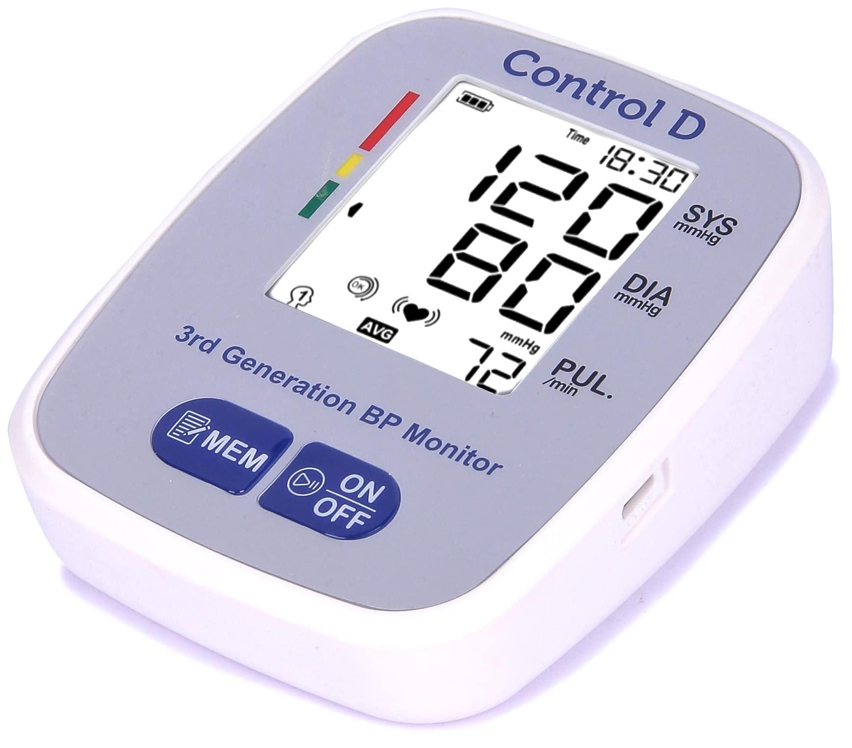 Control D Control D 3rd Generation USB Port to Power BP Machine Fully Automatic Comfort Digital Electronic Blood Pressure BP Monitor Machine with Mdi Technology (Silver)