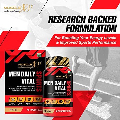 MuscleXP MuscleXP MultiVitamin Men Daily Sports with 47 Nutrients (Multi Vitamins, Multi Minerals, Amino Acids & 7 Health Blends) - 60 Tablets x Pack of 2