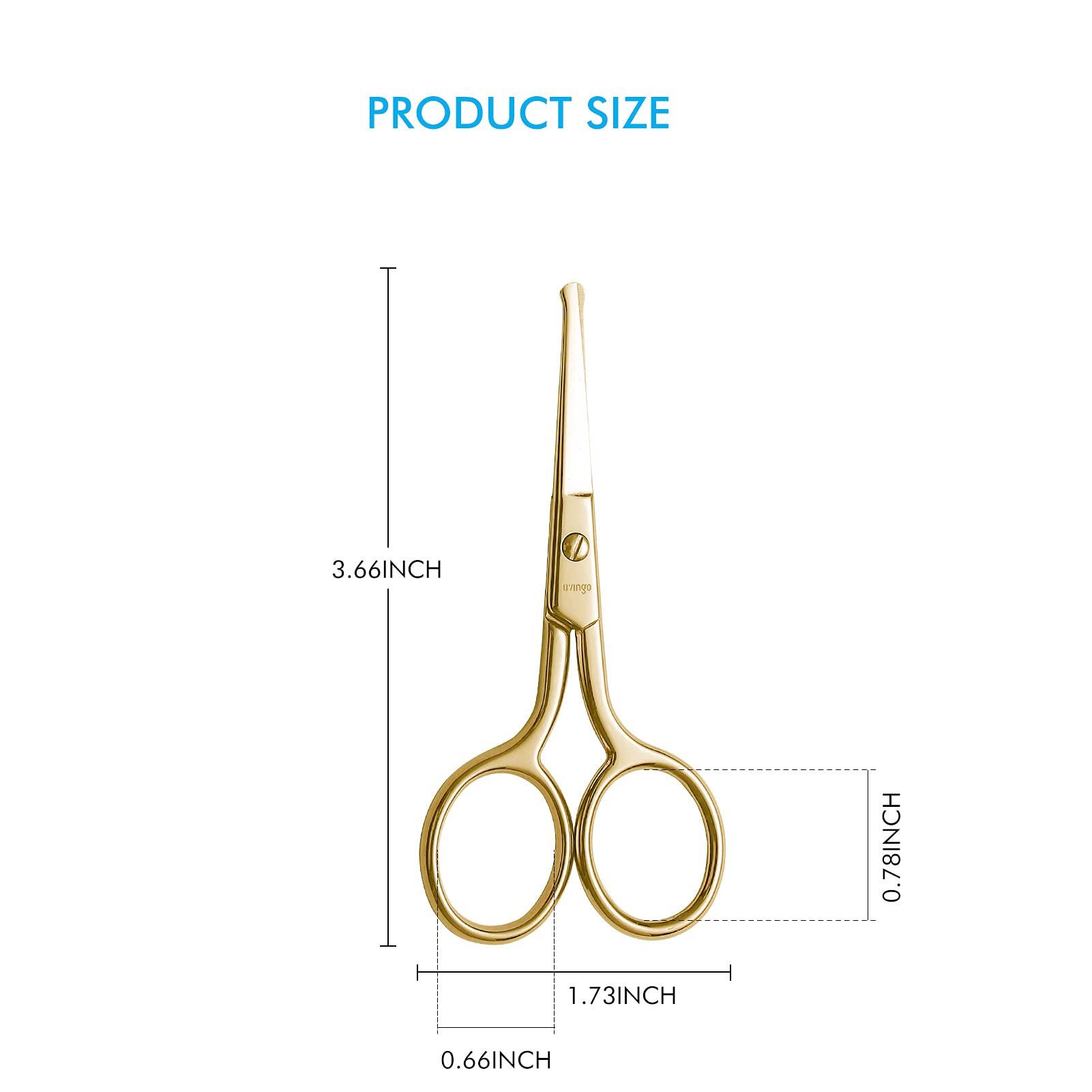 LIVINGO LIVINGO Professional Nose Hair Scissors, Multi-purpose Stainless Steel Rounded Tip Straight Blade, Facial Hair Beard Eyebrows Ear Trimming Beauty Grooming Tool for Men & Women, 3.5 Gold