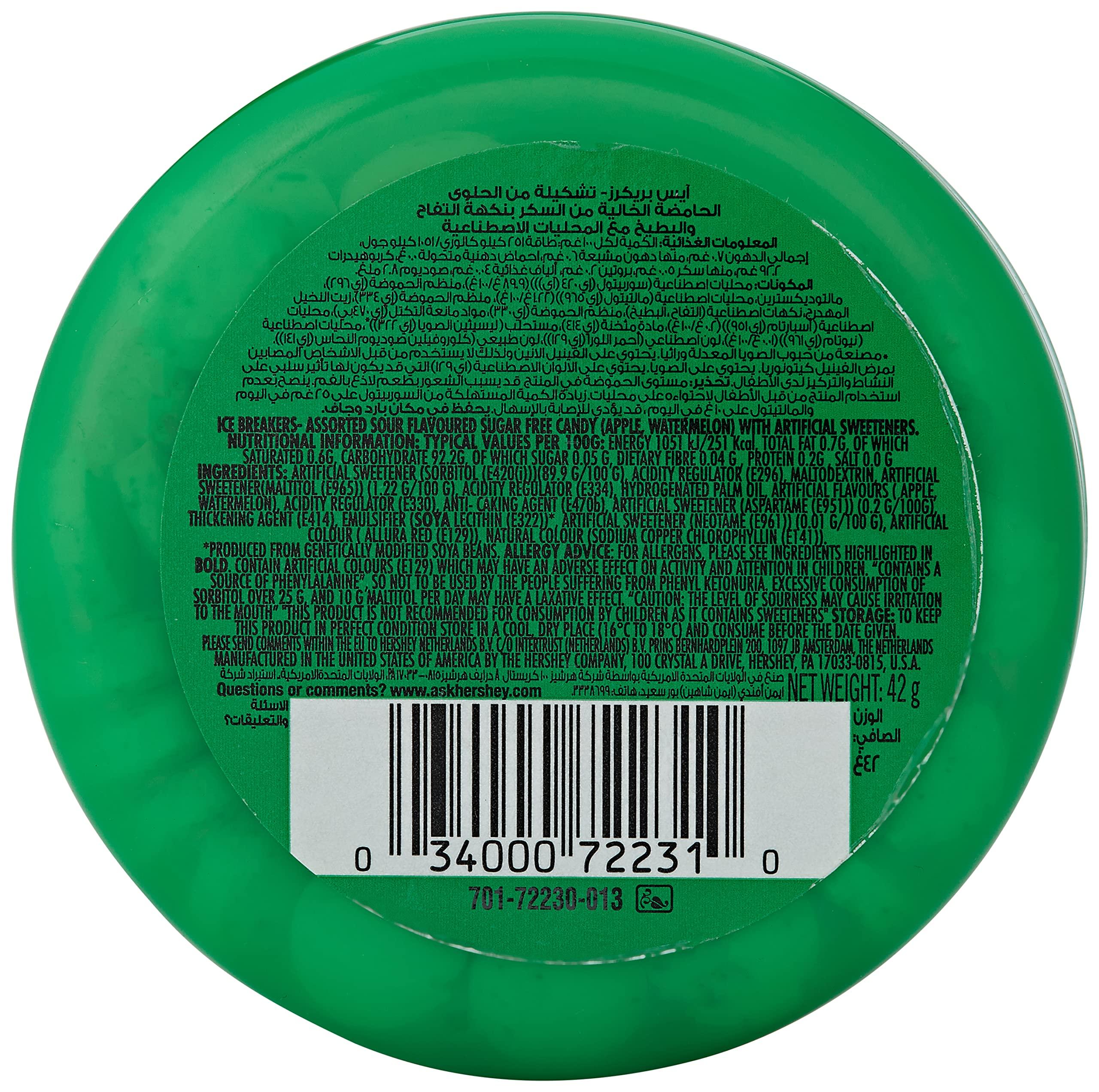 Ice Breaker Icebreaker Sours Watermelon, Green Apple Sugar Free with Flavor Crystals, 1.5 Oz 42 G