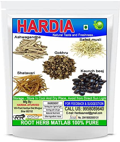 Hardia Hardia shatavar, safed musli, kaunch beej, gokhru, ashwagandha 125gm Combo Pack