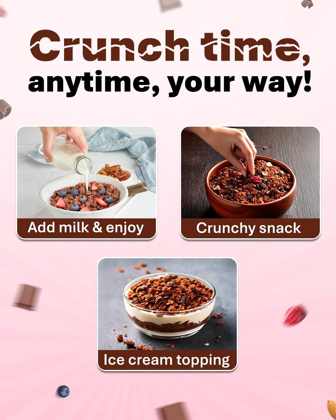 True Elements True Elements Granola Dark Chocolate 400g - Baked Granola | Almonds, Berries & Dark Chocolate | Granola for Breakfast | High Fibre Cereal | Diet Snack